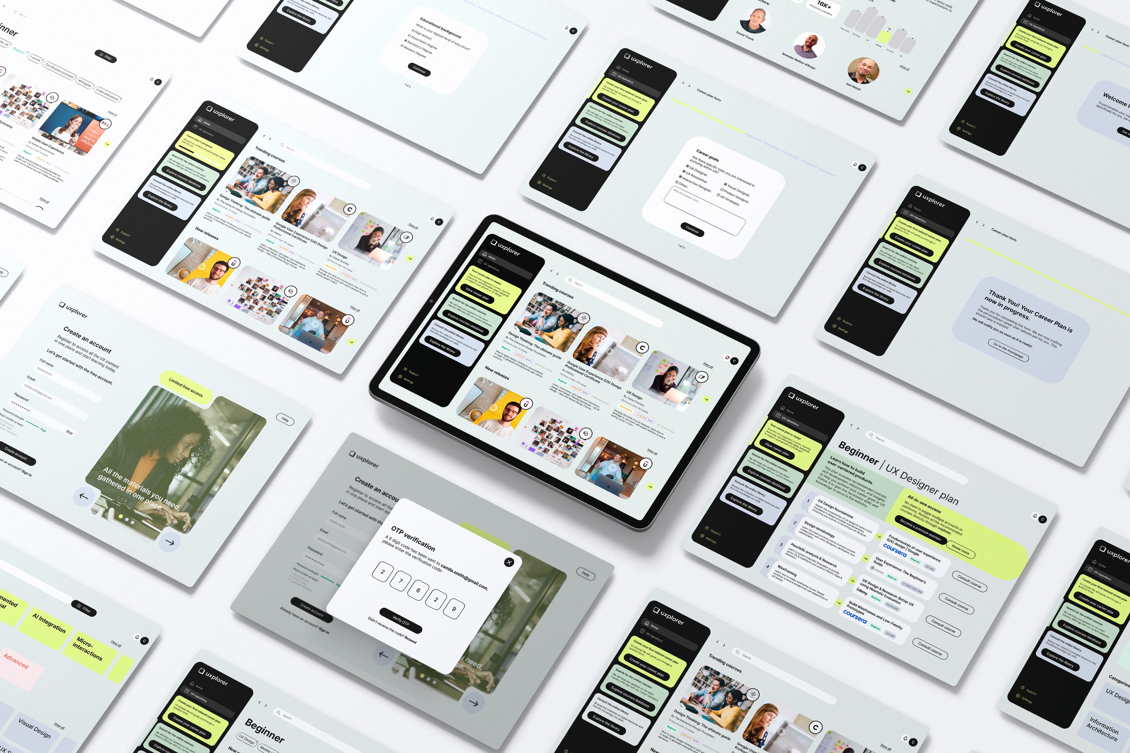 Graphic depicting a hexagonal cropped photo of an interior room design with grid lines along its borders.