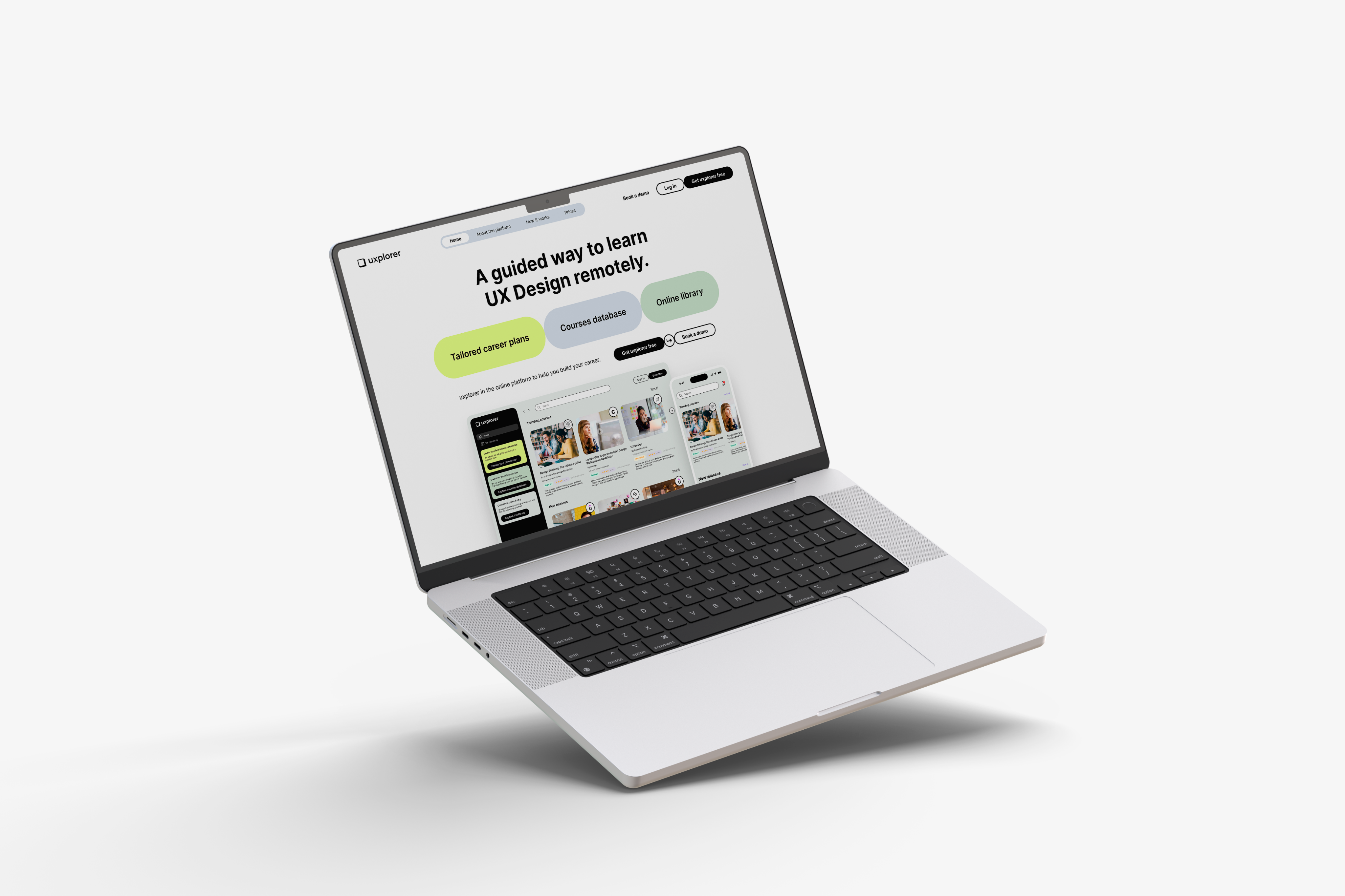 Emblem design for Madame FC depicting an M monogram in a circle with the words "Madame FC EST. 2003" inside on top of a background image of a soccer stadium.